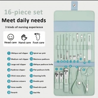 Маникюрно-педикюрный набор с инструментами для ухода за лицом 16 предметов. Ориг. . фото 8