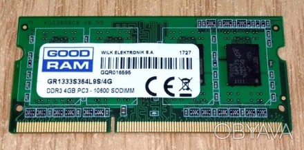 Оперативная память Goodram SODIMM DDR3-1333 4096MB PC3-10600 (GR1333S364L9S/4G) . . фото 1