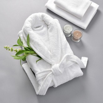 Махровий халат чистого білого кольору. Ідеально підходить як чоловікам, так і жі. . фото 2
