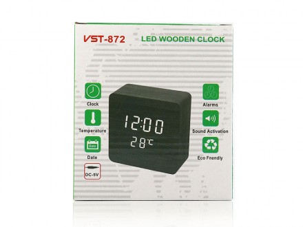 Часы электронные настольные VST-872 80шт 9580 Деревянные, светодиодные, умные, с. . фото 2