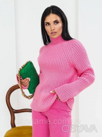 Яркий лаконичный свитер в стиле вязка-резинка станет любимой вещью в повседневно. . фото 1