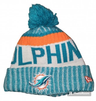 Зимняя шапка New Era NFL Miami Dolphins, двойная, примерный размер 56-59, новое . . фото 3