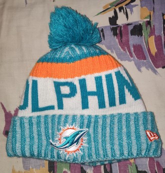 Зимняя шапка New Era NFL Miami Dolphins, двойная, примерный размер 56-59, новое . . фото 4