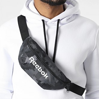 Поясная сумка, набедренная сумка, бананка Reebok Active Core черная с серым пикс. . фото 2