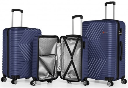Пластиковый чемодан большого размера на четырех колесах 115L GD Polo, Турция син. . фото 4