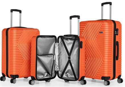 Пластиковый чемодан на колесах средний размер 70L GD Polo оранжевый 60k001 mediu. . фото 4