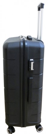 Большой чемодан на колесах из полипропилена 93L My Polo, Турция черный 70c05 lar. . фото 5