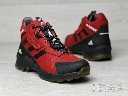Спортивные кожаные ботинки, кроссовки зимние термо Adidas Terrex Gore-Tex Red 40