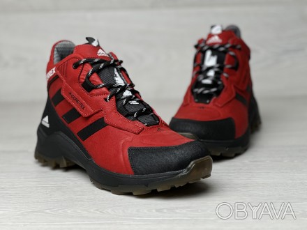 Спортивные кожаные ботинки, кроссовки зимние термо Adidas Terrex Gore-Tex Red 41