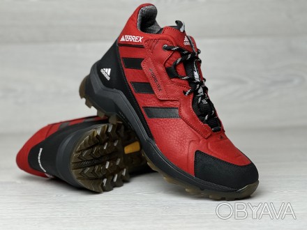 Спортивные кожаные ботинки, кроссовки зимние термо Adidas Terrex Gore-Tex Red 43