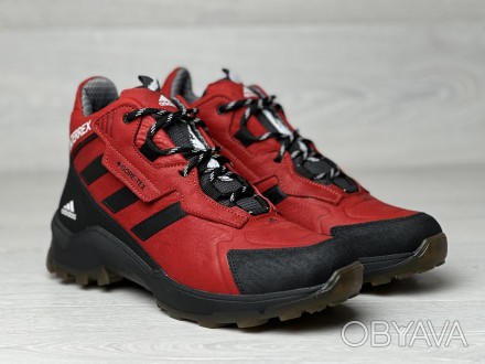 Спортивные кожаные ботинки, кроссовки зимние термо Adidas Terrex Gore-Tex Red 44