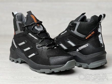 Зимние кожаные ботинки, кроссовки термо, Adidas Clima Gore-Tex Black 44