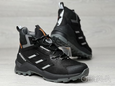 Зимние кожаные ботинки, кроссовки термо, Adidas Clima Gore-Tex Black 45
