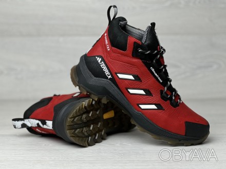Спортивные кожаные ботинки, кроссовки термо, Adidas Clima Gore-Tex Red 44