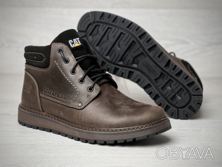 Кожаные зимние ботинки на меху CAT Brown Boots 41