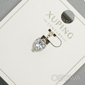 Кулон "Серце" Xuping з білим кристалом d-6мм+ - L-14мм+- родій купить бижутерию . . фото 1