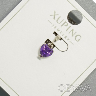 Кулон "Серце" Xuping з фіолетовим кристалом d-6мм+ - L-14мм+- родій купить бижут. . фото 1