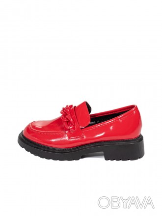 Стильні жіночі туфлі лофери яскравого червоного кольору.Верх з якісної екошкіри . . фото 1