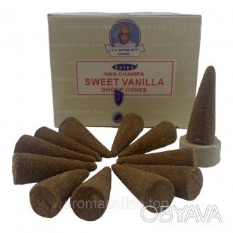 Ароматические конусы Sweet Vanilla Dhoop Cones (Сладкая Ваниль) Satya
Производст. . фото 1