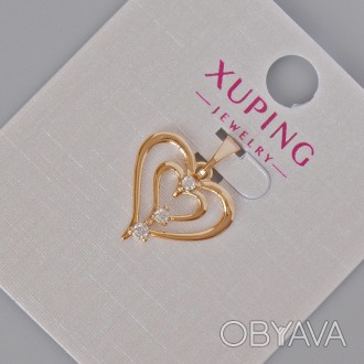 Кулон Xuping "Серце" з білими стразами d-19х16мм+- Позолота 18К купить бижутерию. . фото 1