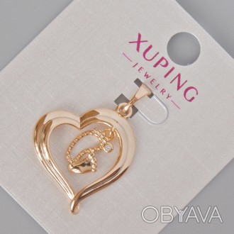 Кулон Xuping "Серце" з білими стразами d-29х20мм+- Позолота 18К купить бижутерию. . фото 1