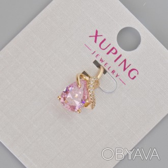 Кулон Xuping з рожевим кристалом та білими стразами d-16х10мм+- Позолота 18К куп. . фото 1