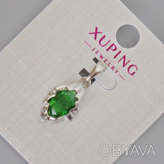 Кулон Xuping з зеленим кристалом d-24х11мм+- Родій купить бижутерию дешево. . фото 1