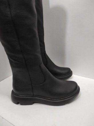 Жіночі чоботи з натуральної шкіри, на хутрі напіввовна, висота чобота 55 см, під. . фото 3