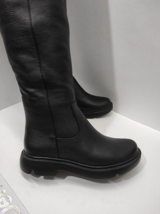 Жіночі чоботи з натуральної шкіри, на хутрі напіввовна, висота чобота 55 см, під. . фото 7
