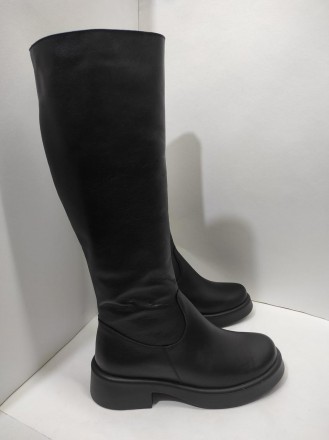 Жіночі чоботи з натуральної шкіри, висота чобота 40 см, всередині набивне хутро,. . фото 2