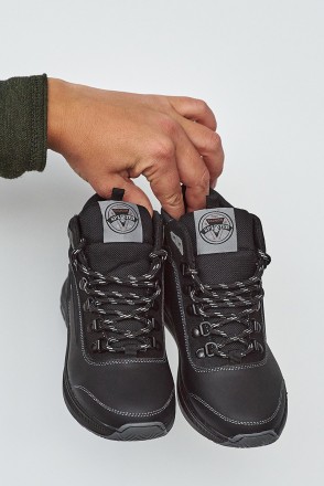 Підліткові черевики шкіряні зимові чорні Splinter 1719 на меху
Усередині натурал. . фото 3