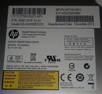 DVD-RW привод з ноутбука HP EliteBook 8470p 657534-HC1 DS-8A9Shh123C

Стан гар. . фото 4