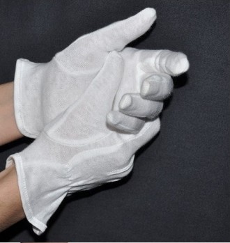 Белые перчатки для официантов изготовлены из трикотажной белой хлопковой ткани 1. . фото 4