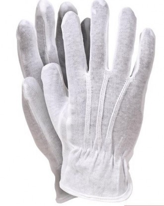 Белые перчатки для официантов изготовлены из трикотажной белой хлопковой ткани 1. . фото 2