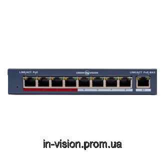 Керований комутатор мережевий GV-018-AI-8+1PG має 8 портів 10/100 Mbit з підтрим. . фото 4