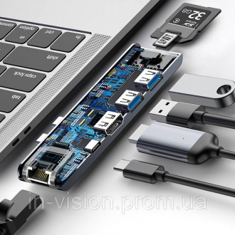 Baseus Thunderbolt C Pro Seven-in-one — это компактный USB-хаб с широким набором. . фото 6