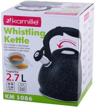 Чайник Kamille Whistling Kettle Marble зі свистком для ароматного чаю і сімейног. . фото 8