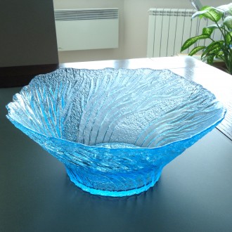 Красивая винтажная ваза для салата из художественного купоросного стекла.
Произ. . фото 6
