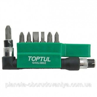 Набір біти-насадки + Г-обр. перехідник TOPTUL 1/4" 8ед. GAAL0802. Одеса. фото 1 Набір біти-насадки + Г-обр. перехідник TOPTUL 1/4" 8ед. GAAL0802. Одеса. фото 1