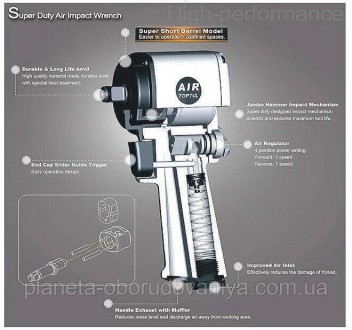 Пневмогайковерт TOPTUL KAAQ1650 (облегченный, укороченный) присоидинительный ква. . фото 3