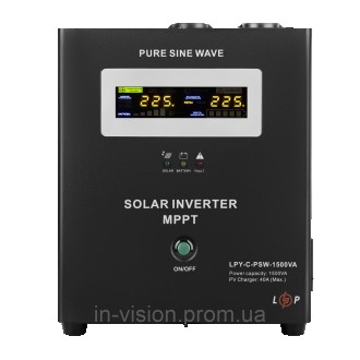 Солнечный инвертор (ИБП) LPY-С-PSW-1500VA (1050Вт) MPPT 24V Солнечный инвертор -. . фото 2