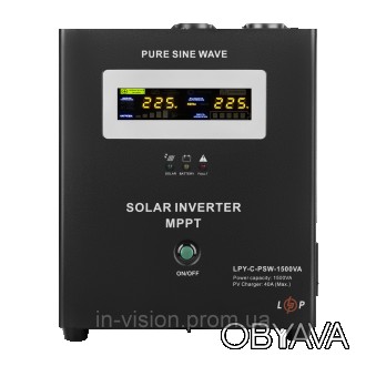 Солнечный инвертор (ИБП) LPY-С-PSW-1500VA (1050Вт) MPPT 24V Солнечный инвертор -. . фото 1