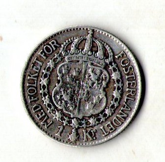 Швеція ≥ Король Густав V 1 крона, 1930 р. срібло No1040. . фото 3