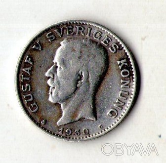 Швеція ≥ Король Густав V 1 крона, 1930 р. срібло No1040. . фото 1