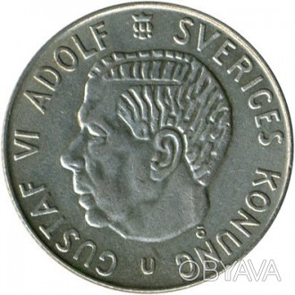 Швеция › Король Густав VI Адольф 1 крона, 1952-1968 серебро №1169. . фото 1