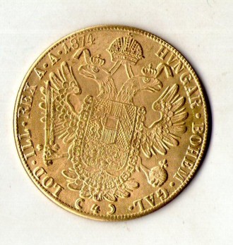 Австрія 4 дукати 1874 рік США Франц Іосиф 1 муляж золотої монети №027. . фото 3