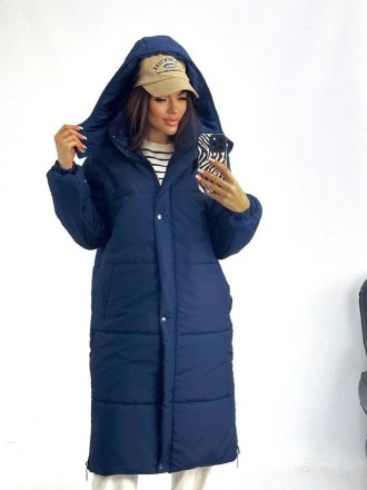 Куртка длинная зимняя оверсайз с капюшоном Черная, Синяя, Хаки
Код 017019
Ткань:. . фото 6