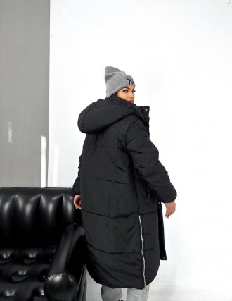 Куртка длинная зимняя оверсайз с капюшоном Черная, Синяя, Хаки
Код 017019
Ткань:. . фото 8