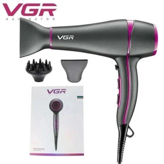 Фен для волос с дифузором VGR Hair Dryer V-402 2200W с подачей холодного воздуха. . фото 5