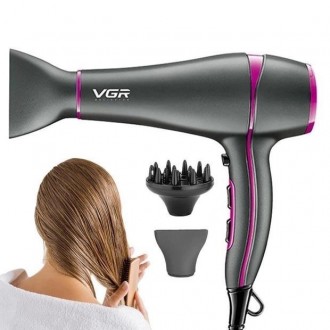 Фен для волос с дифузором VGR Hair Dryer V-402 2200W с подачей холодного воздуха. . фото 7